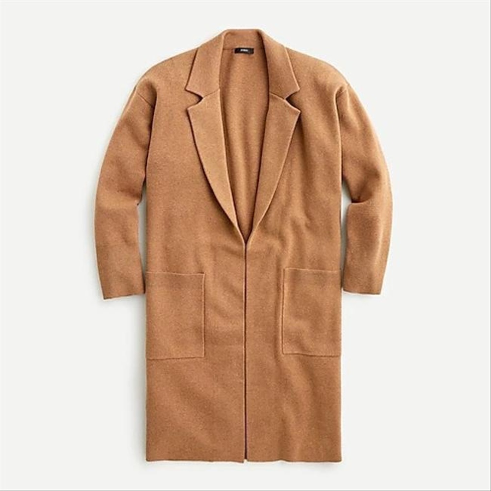 J Crew Ella Long Sweater-Blazer Cardigan Camel S